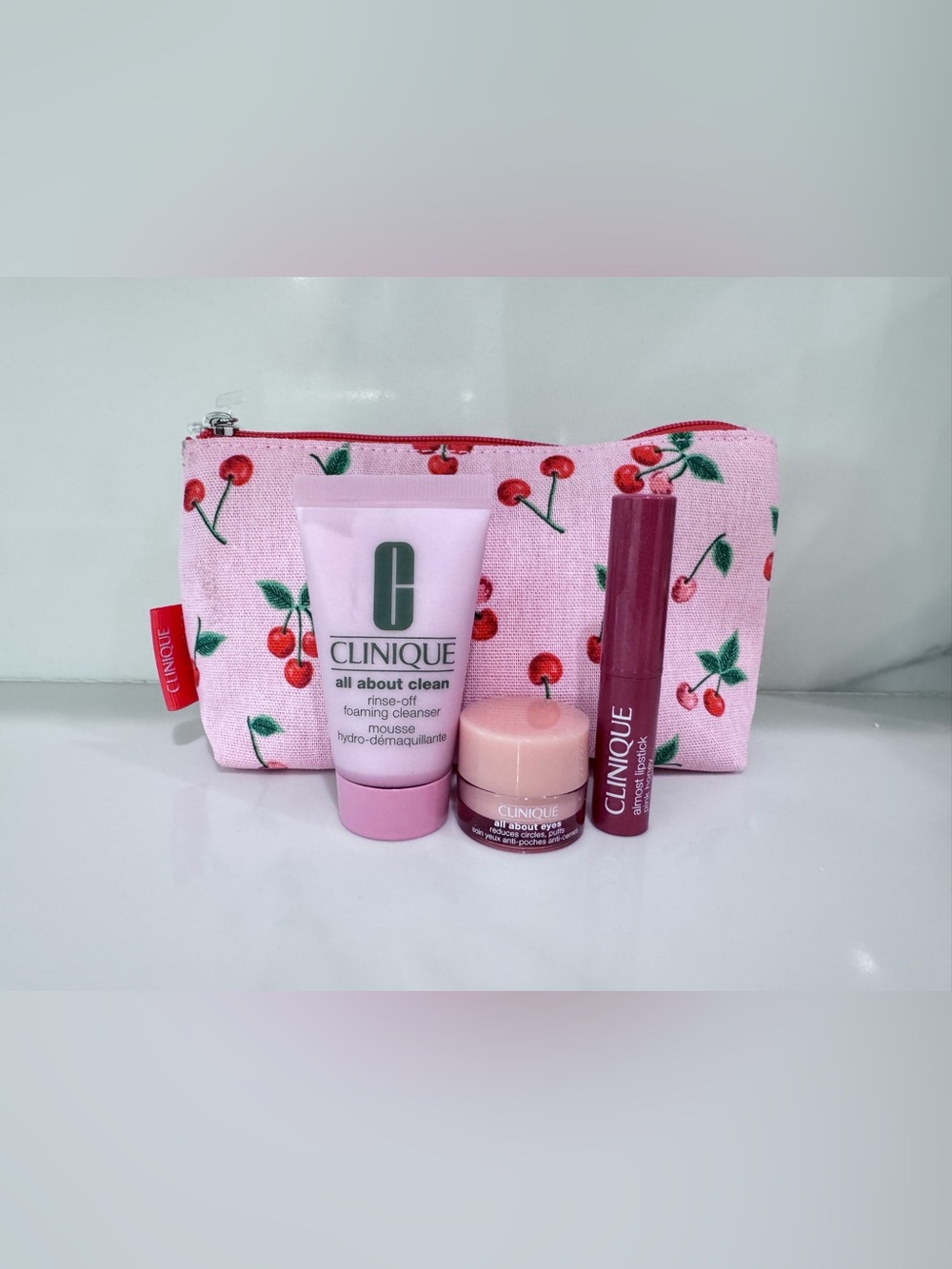 CLINIQUE NWT Gift: Pink Honey Almost Lipstick, All About Eyes, Foaming Cleanser - Picture 3 of 8